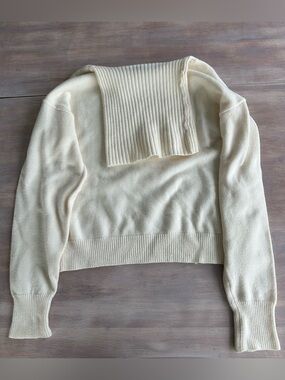 Lulu's Cozy Cream Cropped Cowl Neck Sweater S